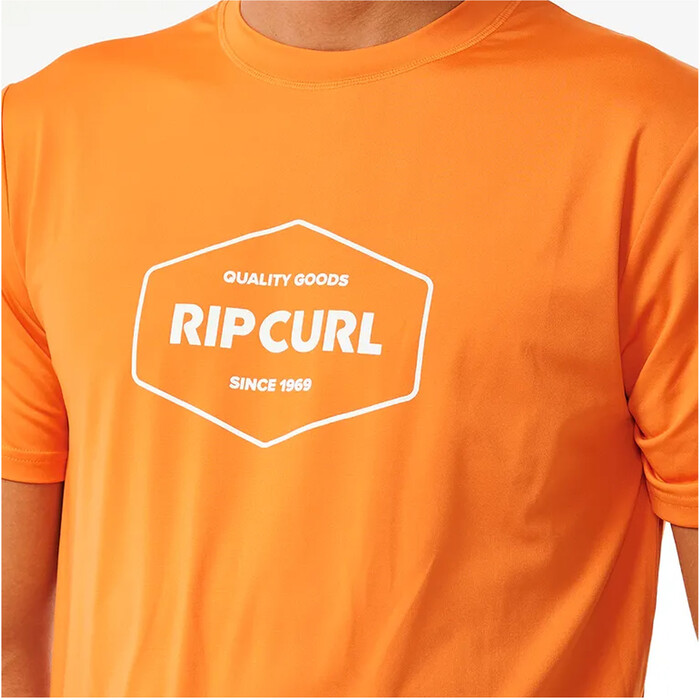 2024 Rip Curl Hombres Grapadora UPF Chaleco De Lycra De Manga Corta 14UMRV - Mandarin Red